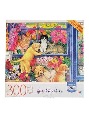 “Puppies & Kittens” Amy Rosenburg 300- Piece Colorful Floral Dog Puzzle